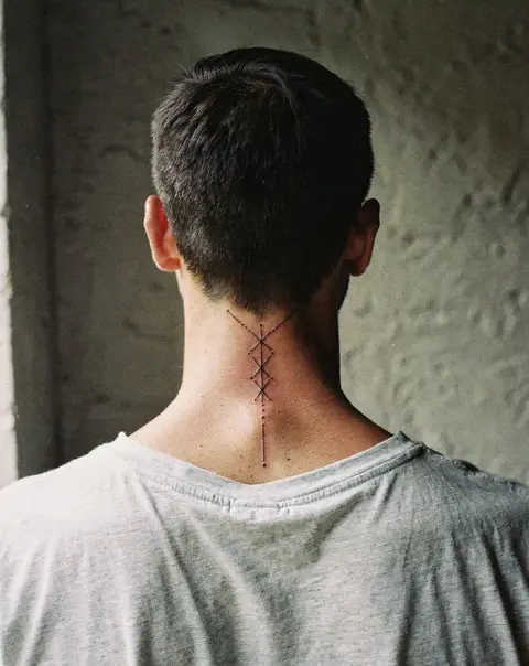 Lines and dots, along the spine